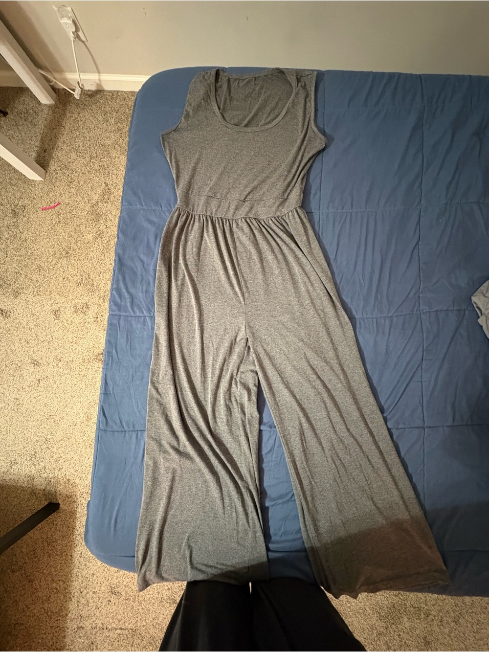 Gray Sleeveless Wide-Leg Jumpsuit